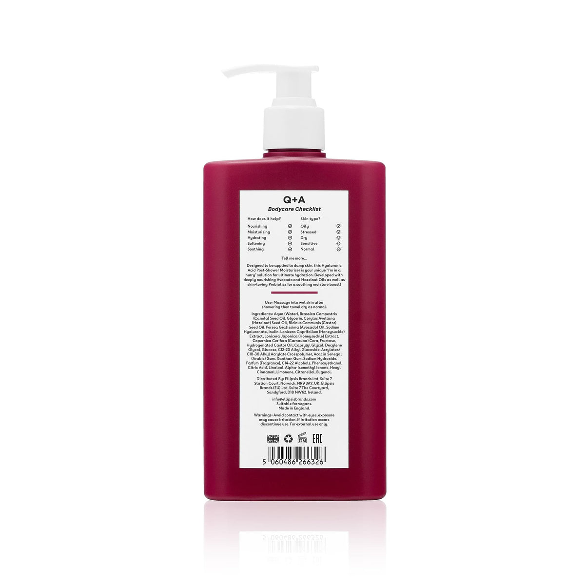 Ενυδάτωση Hyaluronic Acid Post Shower Moisturiser 250ml Q+A Natural Skincare