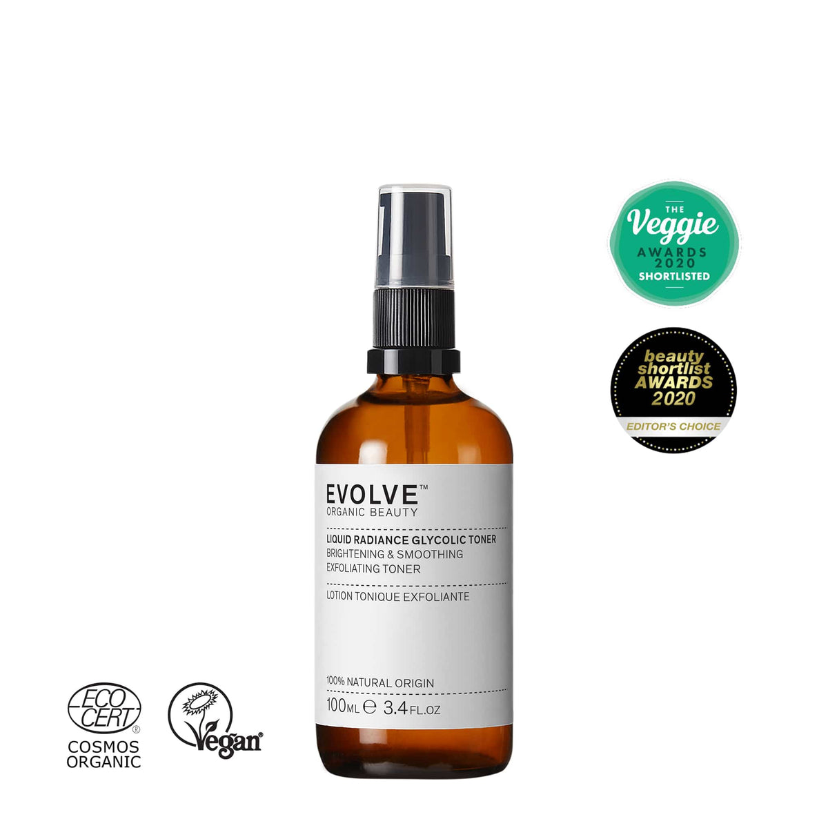 Τονωτική Λοσιόν AHA/ΒΗΑ Liquid Radiance Glycolic Toner 100ml Evolve Organic Beauty