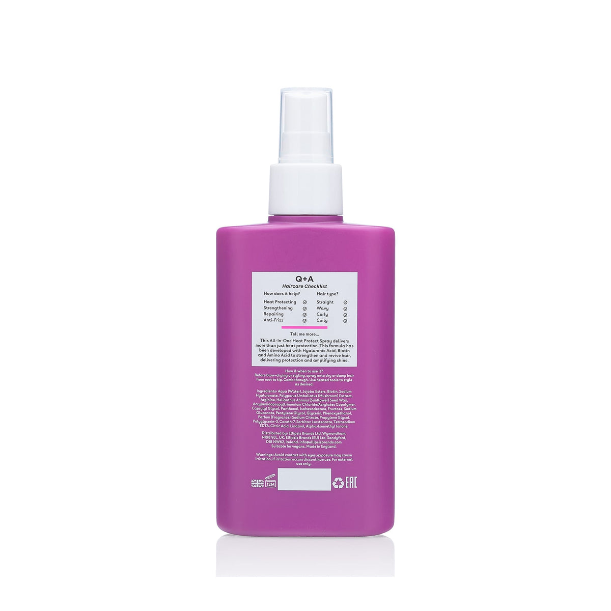 Styling Μαλλιών Heat Protect All-In-One Spray 150ml Q+A Natural Skincare