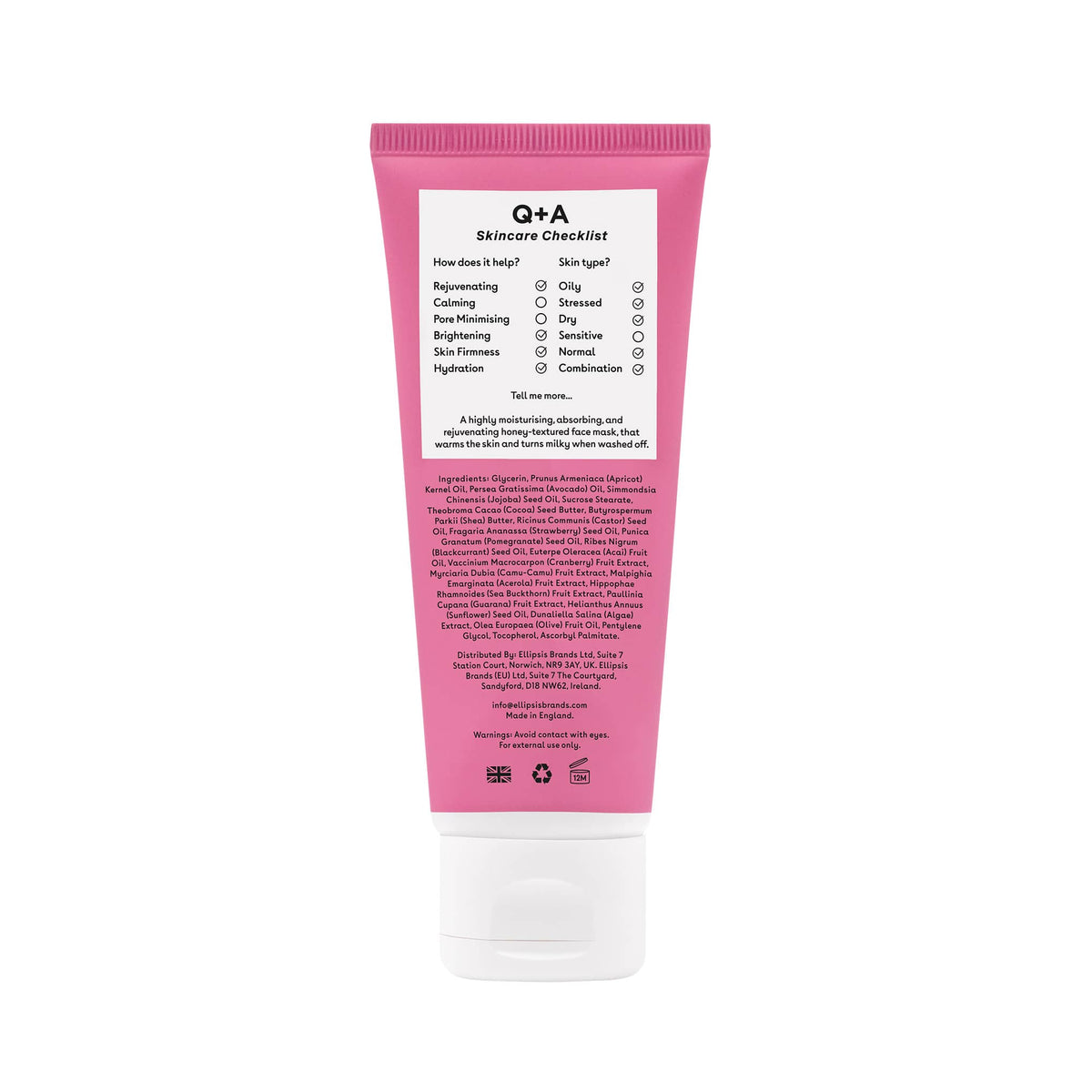 Μάσκες Προσώπου Vitamin A.C.E. Warming Gel Mask 75ml Q+A Natural Skincare